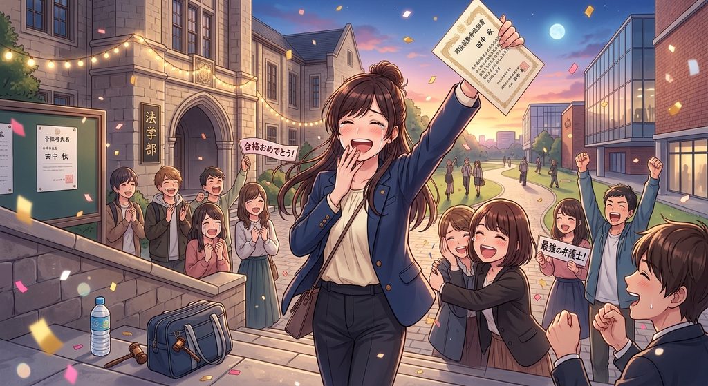 司法試験に合格して喜ぶ