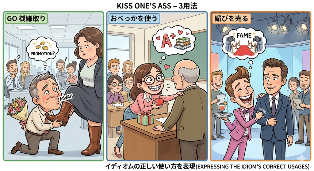 kiss one's assの使い分け方をまとめました